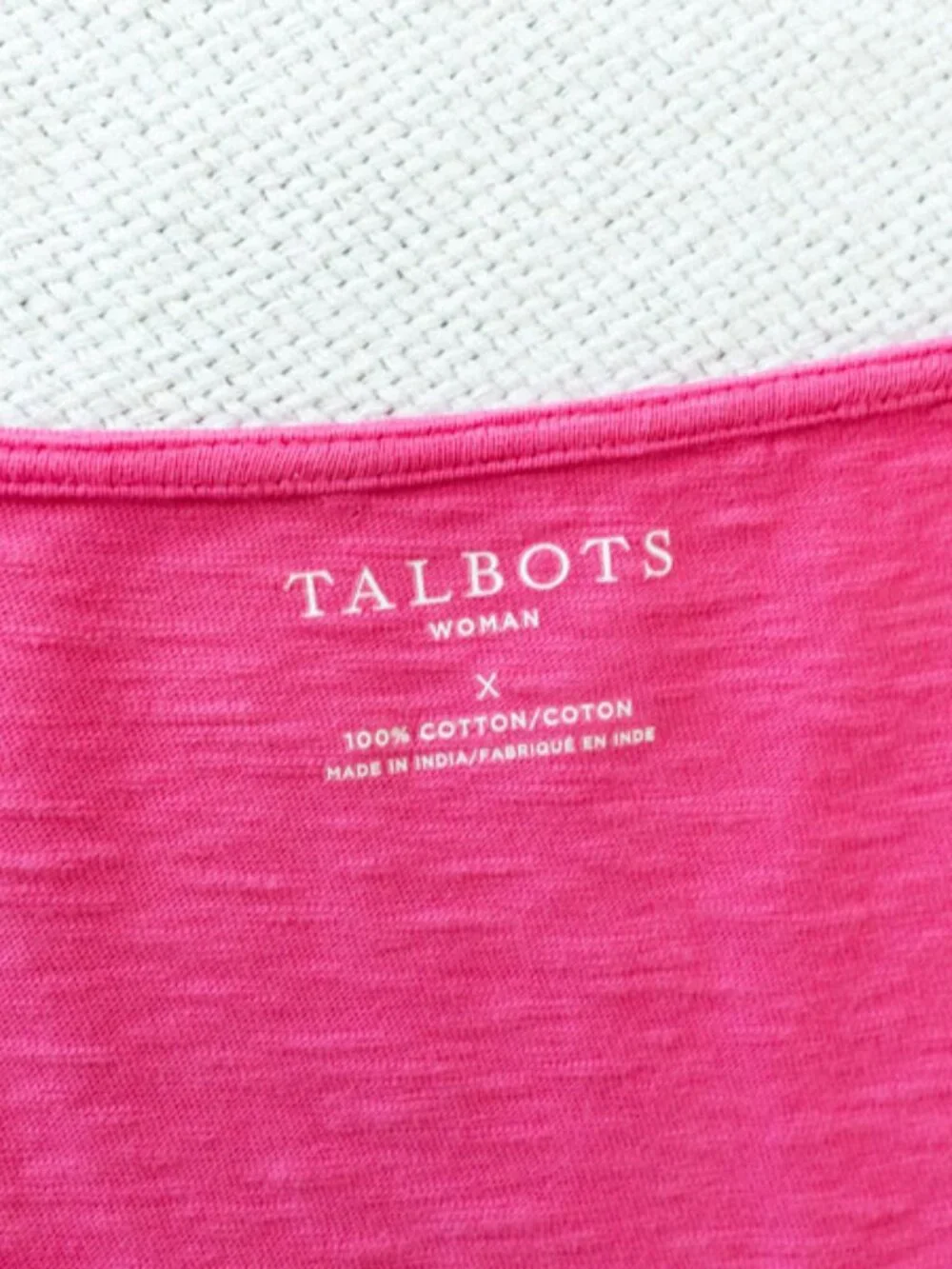 Talbots Pink Tassel Top XL Eyelet Hem Boho Cotton Tunic 3/4 Sleeve Peasant - Picture 2 of 13